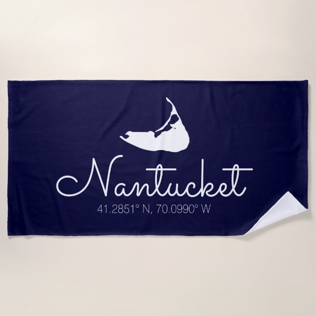 Nantucket Island Beach Towel Script (Front)
