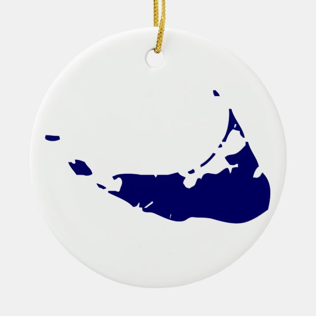 Nantucket Island Blue Ceramic Ornament (Front)
