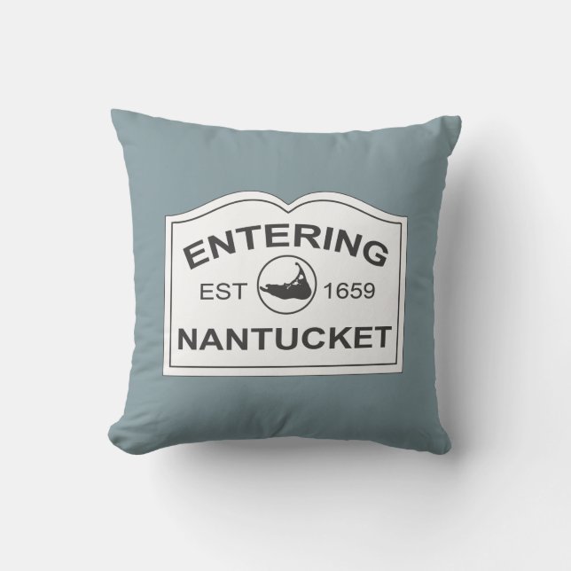 Nantucket Island, Est 1659 with Map in Denim Blue Cushion (Front)