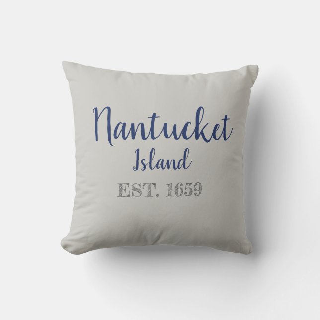 Nantucket Island Established 1659 Throw Pillow (Front)
