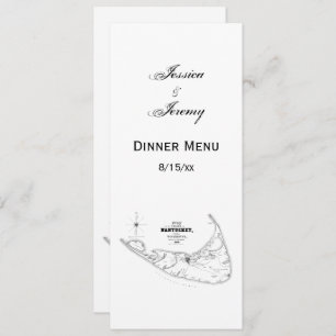 Nantucket Island MA Vintage Map Black Invitation