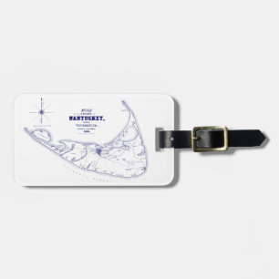Nantucket Island MA Vintage Map Navy Blue Luggage Tag