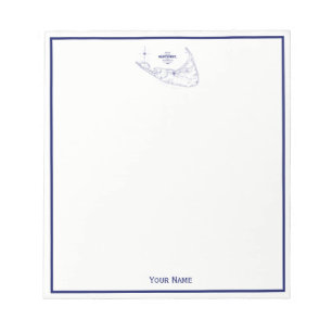 Nantucket Island MA Vintage Map Navy Blue Notepad