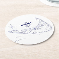 Nantucket Island MA Vintage Map Navy Blue