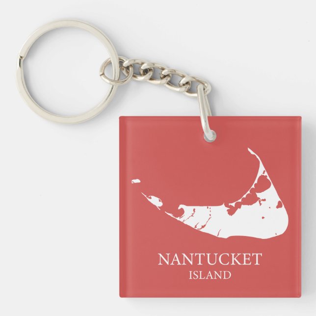 Nantucket Island Map nantucket red Key Ring (Front)