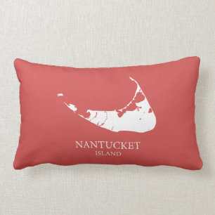 Nantucket Island Map nantucket red Lumbar Pillow