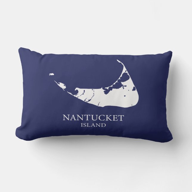 Nantucket Island Map navy blue Lumbar Pillow (Front)