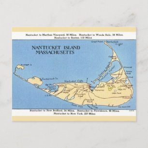 Nantucket Island Map  Postcard