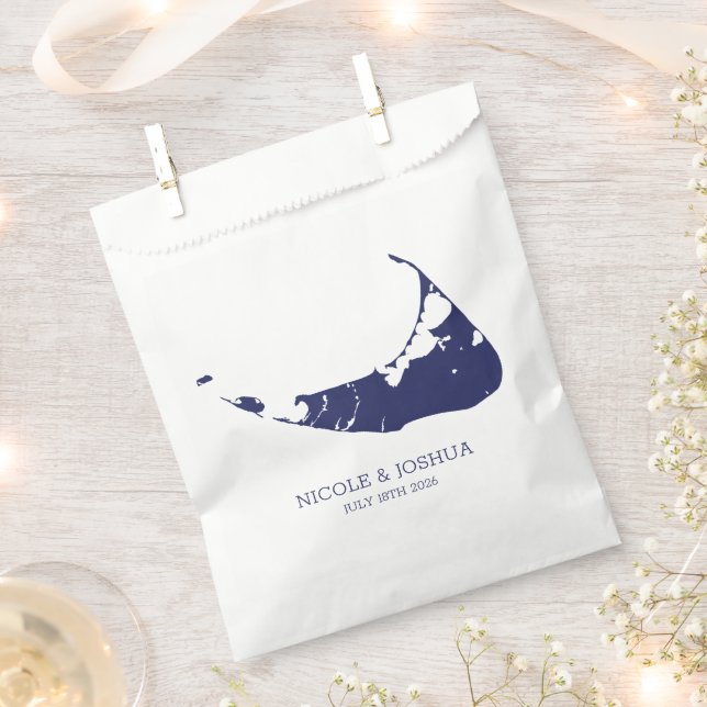 Nantucket Island Wedding Nantucket Navy Favour Bag (Clipped)