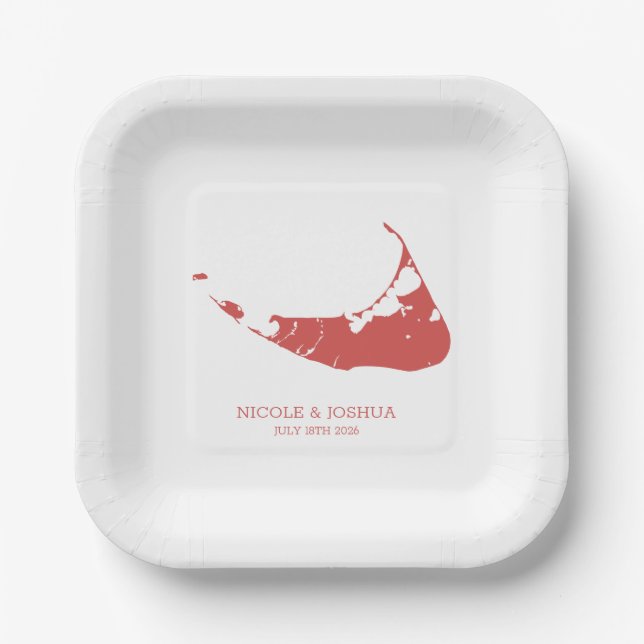 Nantucket Island Wedding Nantucket Red Paper Plate (Front)