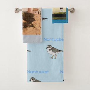 Nantucket Lighthouse Nautical Piping Plover Beach Bath Towel Set
