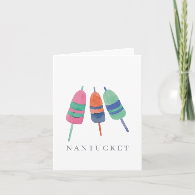 Nantucket Lobster Bouys Blank Note Card (Front)