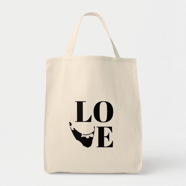 Nantucket Love Graphic Print Island Silhouette Tote Bag (Front)