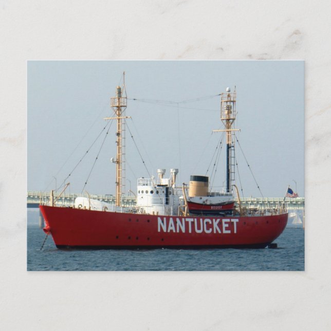 Nantucket MA Cape Cod Boat in Harbour Post Card (Front)
