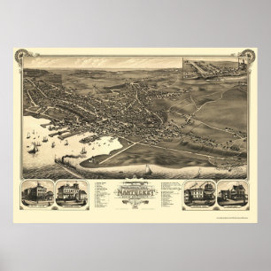 Nantucket, MA Panoramic Map - 1881 Poster