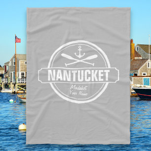 Nantucket, MA personalised name, nautical anchor Fleece Blanket