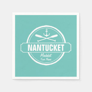 Nantucket, MA personalised name, nautical anchor Napkin