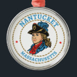 Nantucket Massachusetts Colonial Metal Ornament<br><div class="desc">Nantucket,  a tiny,  isolated island off Cape Cod,  Massachusetts,  is a summer destination with dune-backed beaches.</div>