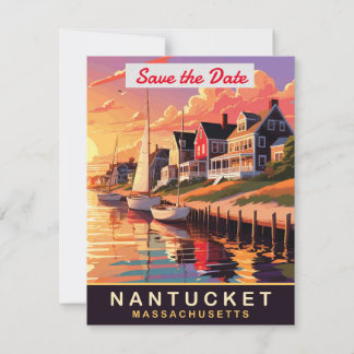 Nantucket Massachusetts Harbour Wedding Invitation