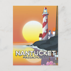 Nantucket Massachusetts lighthouse travel poster Postcard