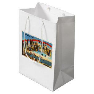 Nantucket Massachusetts MA Vintage Travel Souvenir Medium Gift Bag