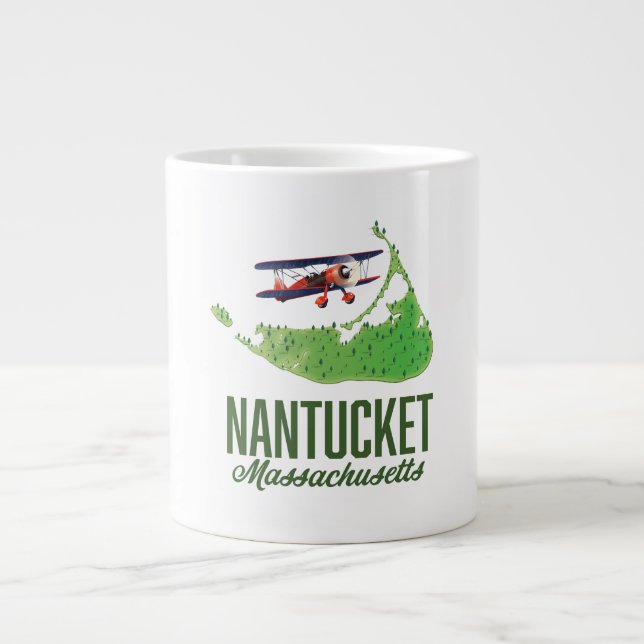 Nantucket Massachusetts Map Large Coffee Mug (Front)