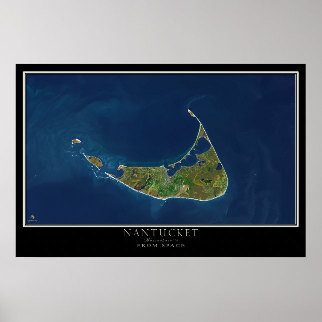 Nantucket Massachusetts Satellite Poster Map (Front)