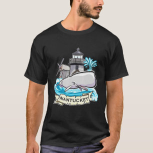 Nantucket Massachusetts Whale With Lighthouse And T-Shirt