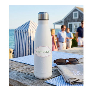 Nantucket Oval Pink & Green Preppy Coastal Style