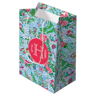 Nantucket Preppy Palm Beach Pattern Monogrammed Medium Gift Bag