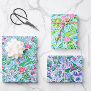 Nantucket Preppy Palm Beach Pattern Print Wrapping Paper Sheet