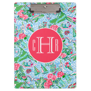 Nantucket Preppy Palm Beach Print Monogrammed Clipboard
