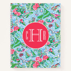 Nantucket Preppy Palm Beach Print Monogrammed Notebook