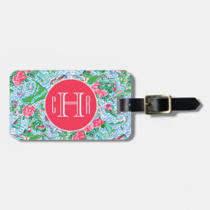 Nantucket Preppy Palm Beach Print Return Address Luggage Tag