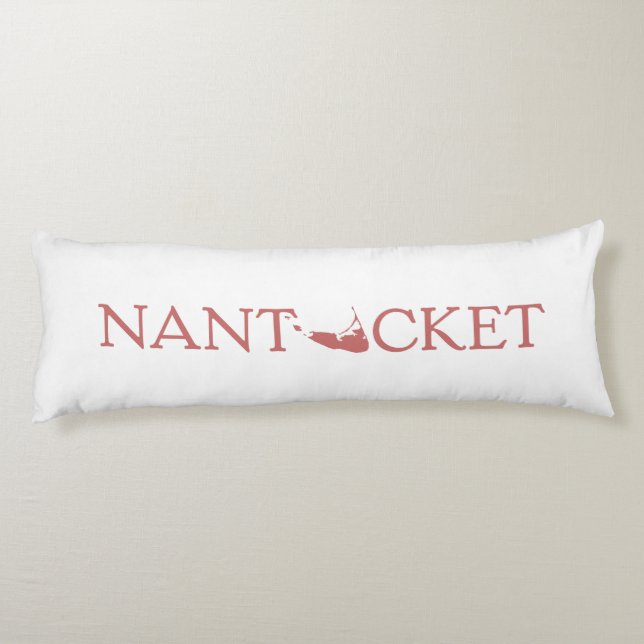 Nantucket Red one-line logo reversible body pillow (Back)