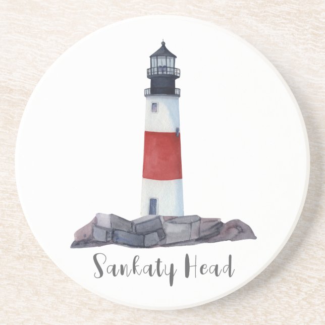 Nantucket Sankaty Lighthouse Sandstone Coaster (Front)
