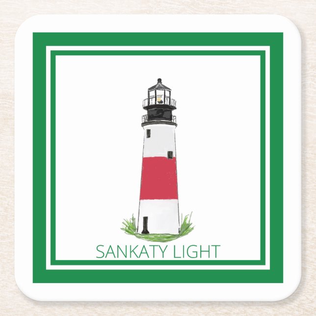 Nantucket (Sconset) Sankaty Light Paper Coaster (Front)