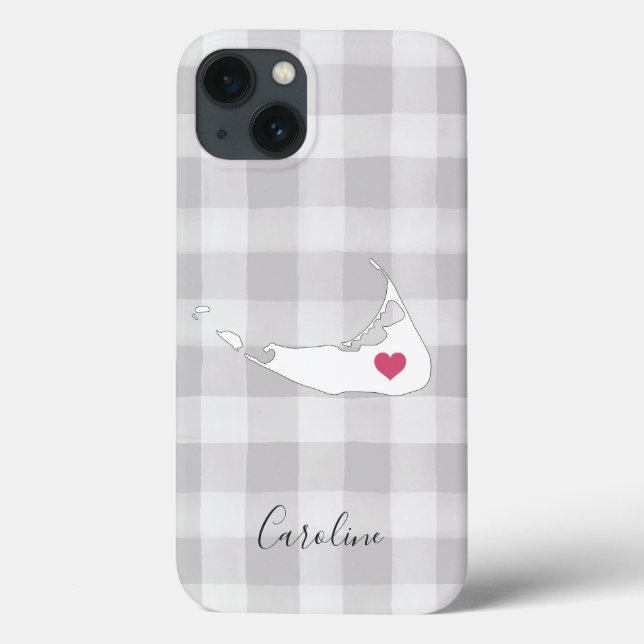Nantucket Silhouette on Rustic Grey Plaid Case-Mate iPhone Case (Back)