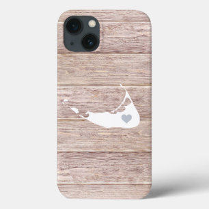 Nantucket Silhouette Rustic Wood Look iPhone 13 Case