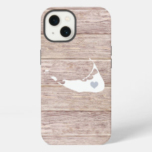 Nantucket Silhouette Rustic Wood Look iPhone 13 Case