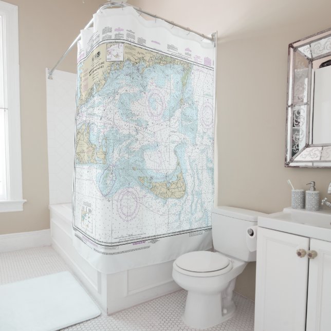 Nantucket Sound and Approaches Nautical Chart 1323 Shower Curtain (In Situ)