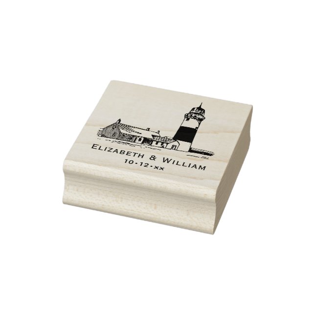 Nantucket Stylised Sankaty Head Lighthouse Couple Rubber Stamp (Stamp)