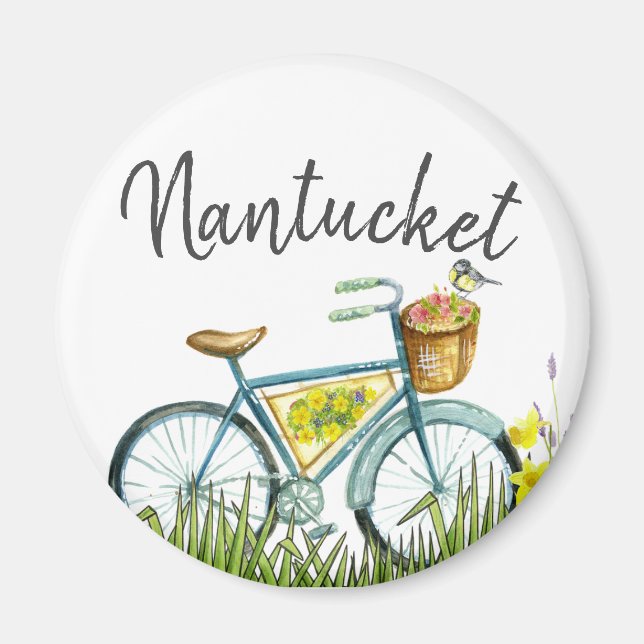 nantucket vintage bicycle in the lavender field magnet (Front)