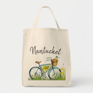 Nantucket vintage bicycle in the lavender field tote bag