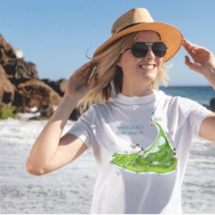 Nantucket Watercolor Map T-Shirt