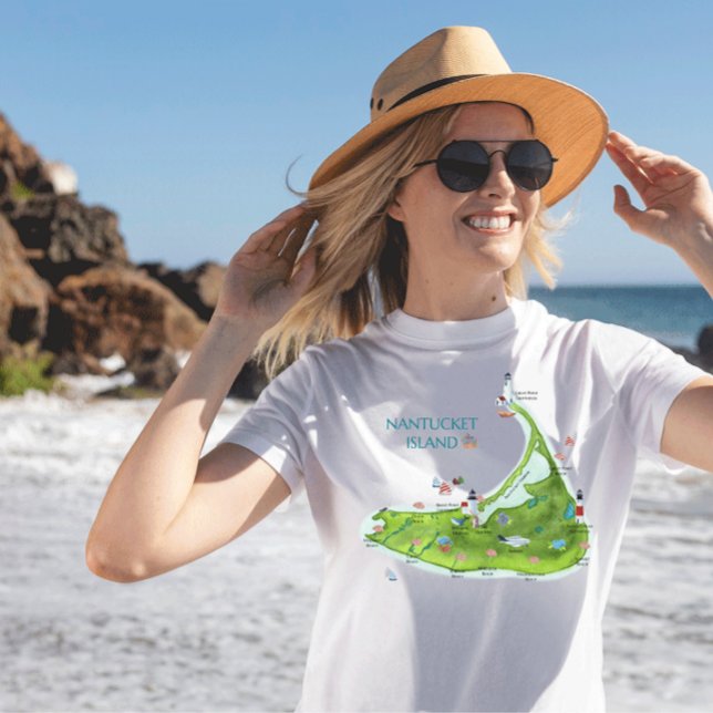 Nantucket Watercolor Map T-Shirt (Creator Uploaded)