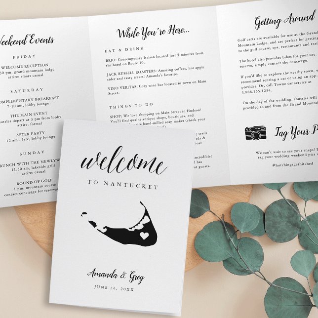 Nantucket Wedding Welcome Letter & Itinerary Tri-Fold Programme (Creator Uploaded)