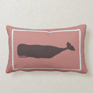 Nantucket Whale Nautical Pillow in Faded Red