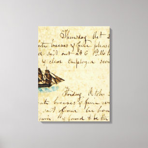 Nantucket Whaling Ship Log 1841 Canvas Print