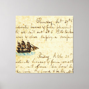 Nantucket Whaling Ship Log 1841 Canvas Print